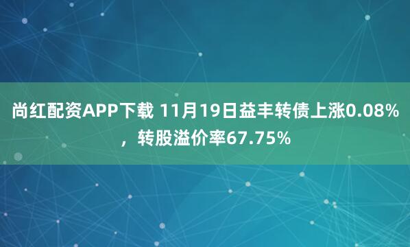 尚红配资APP下载 11月19日益丰转债上涨0.08%,转股溢价率67.75%